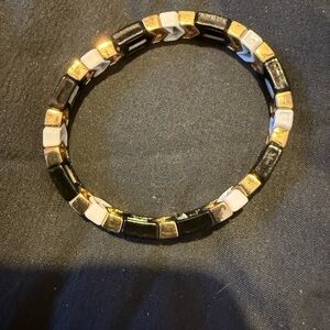 Chevron Tile Bracelet - Gold, White, and Black